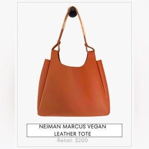 Beautiful Neiman Marcus Cognac Brown Vegan Leather Tote Bag - NWOT